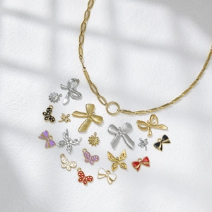 Stainless Steel Butterfly Dragonfly Bowknot Flower Pendants DIY Jewelry Charms For Keychain Necklace Making Accessories