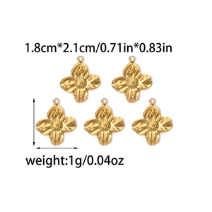 Pendentifs fleur en or 18K pour bijoux DIY 1,8cm x 2,1cm avec finition polie brillante