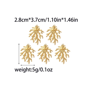 Golden coral style 304 stainless steel pendants for DIY ocean jewelry making 5pcs