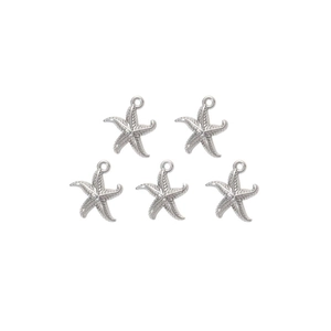 Set of five starfish ocean pendants in stainless steel for DIY jewelry making and crafts