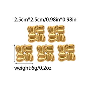 Detailed view of 18K gold plated stainless steel square pendants with size dimensions