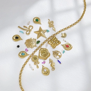 18K Gold Plated Stainless Steel Rhinestone Charms For DIY Jewelry Making Star Leaf Snake Water Drop Pendants Women Fashion Accessories