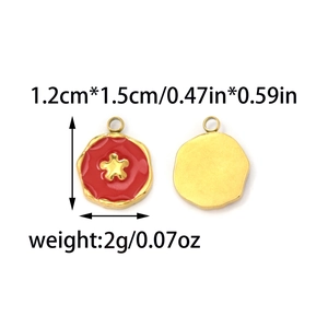 Golden stainless steel red enamel star pendant charms for DIY jewelry making necklaces