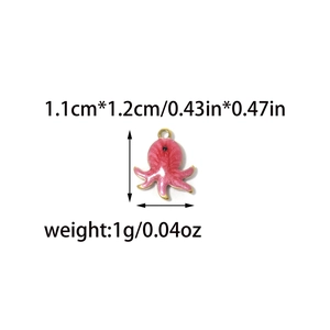 Pink octopus enamel pendant charm made of stainless steel with dimensions 1.1cm x 1.2cm