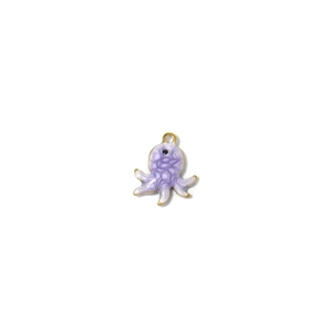 Charming purple enamel octopus pendant with gold-plated edges for jewelry making