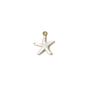 Detailed view of starfish pendant with golden trim and white enamel for DIY jewelry