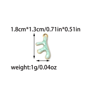 Mint green enamel crab charm in gold stainless steel with 1.8x1.3cm size details