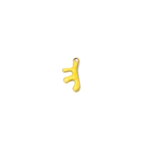 Detailed close-up of yellow enamel crab-shaped charm pendant with a polished metal loop