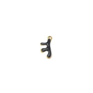 Detailed view of crab pendant with gold plating and black enamel drip oil finish