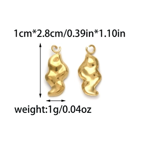 Irregular wavy gold metal pendants in 304 stainless steel for DIY jewelry making