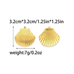 Paire de pendentifs coquillages dorés en acier inoxydable 304 avec dimensions de 3,2 cm DIY