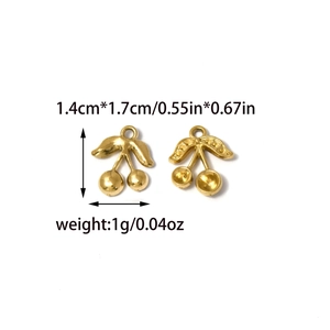 Goldene Kirsch-Anhänger aus Edelstahl für DIY Schmuckherstellung Größe 1,4x1,7cm