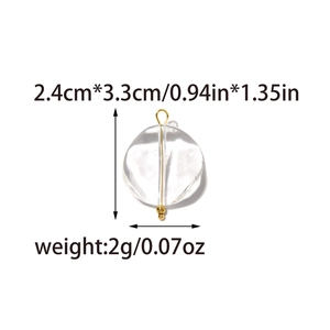 Detailed view of clear geometric resin pendant with gold pin for DIY jewelry making