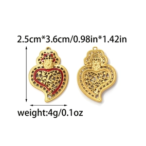 Hohler Herzanhänger in Gold und Emaille-Finish, 2,5 x 3,6 cm DIY Schmuckzubehör