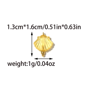 Colgante de concha de acero inoxidable 304 dorado para joyería DIY 1,3cm x 1,6cm