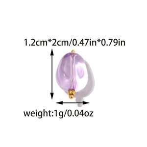 Colgante de gota púrpura translúcido con cuentas doradas, pieza de joyería DIY en acero inox