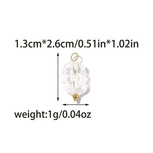 Faceted crystal water drop pendant with gold accents and size dimensions 1.3x2.6cm