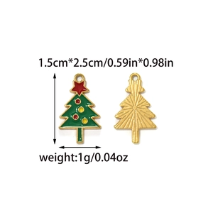 Green Christmas tree alloy charm with red star for DIY jewelry making accessories