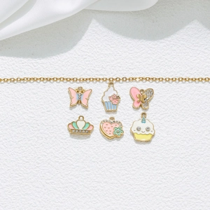 Pendentifs en Acier Inoxydable Émail Papillon Cœur Couronne Cupcake Strass Uniquement Pour DIY Bijoux Femmes Filles Cadeau