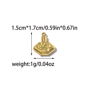 Gold Cologne Paris perfume bottle pendant in stainless steel for DIY jewelry