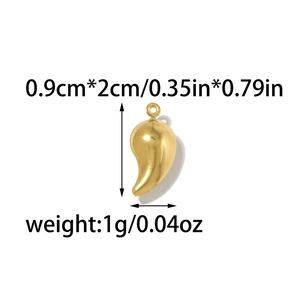 Golden stainless steel teardrop pendant for jewelry making with size and weight specs