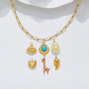 Stainless Steel Pendants Charms Heart Giraffe Water Drop Perfume Bottle Shape For DIY Jewelry Making Necklace Bracelet Women