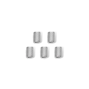 Five pieces of silver stainless steel knurled texture bead charms for DIY jewelry making