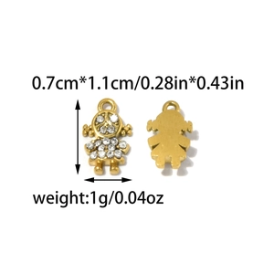 Golden girl-shaped pendants with white rhinestones for DIY jewelry making