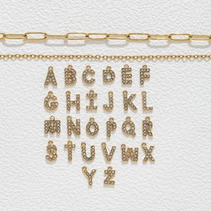 Edelstahl 18K Vergoldet Englisches Alphabet Anhänger Strass Eingelegt DIY Buchstabe Schmuckzubehör Für Halsketten Herstellung