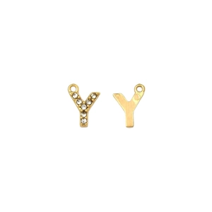 18K vergoldeter Edelstahl Buchstabe Y Anhänger mit weißen Kristallen für DIY Schmuck