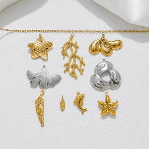 Edelstahl Anhänger Für Schmuckherstellung DIY Ginkgoblatt Seestern Delfin Feder Korallen Charms Für Halskette Armband Zubehör