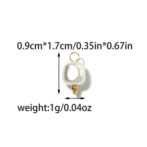Detail view of pearl pendant accessory with dimensions 0.9cm x 1.7cm for DIY jewelry