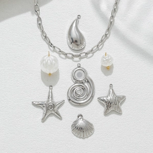 304 Stainless Steel Sea Life Pendants DIY Necklace Bracelet Charms Starfish Shell Star Water Drop Jewelry Making Findings
