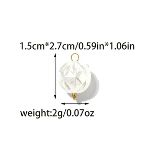 Macro shot of 1.5cm white faceted round lotus charm with golden ring for DIY jewelry