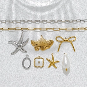 Edelstahl DIY Schmuck Anhänger Schleife Ginkgoblatt Seestern Perlmutt Geometrische Charms Für Damen Zubehör