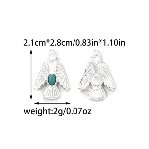 Silver thunderbird pendant with turquoise stone inlay including size and weight specs