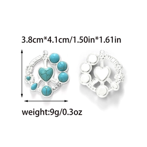 Stainless steel turquoise heart geometric pendant DIY necklace jewelry with size dimensions