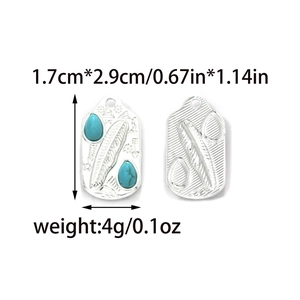 Stainless steel turquoise heart pendant set with ethnic feather and star motifs