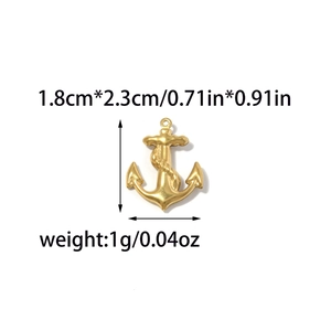Goldener Ankeranhänger in Mattoptik, 1,8cm x 2,3cm Edelstahl DIY Schmuckzubehör
