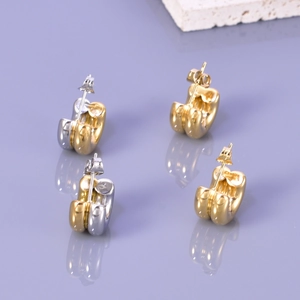 Elegant 18K gold and silver plated stainless steel C-shaped chunky hoop earrings for women