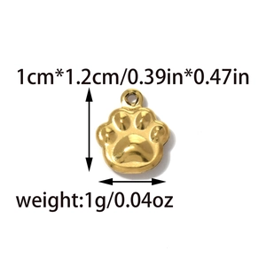 Mini pendentif patte de chat en acier inoxydable plaqué or 18K pour collier DIY