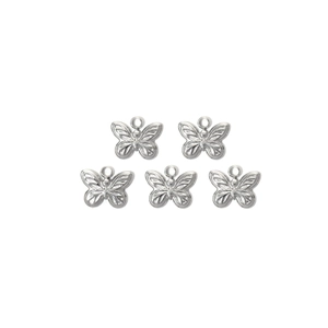 Cinq pendentifs papillon en acier inoxydable argenté pour la création de bijoux DIY