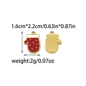 Macro view of Christmas glove enamel pendants with dimensions and weight details