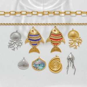 Ozean Thema Edelstahl Marine Anhänger Oktopus Qualle Fisch Muschel Charms Für DIY Halskette Schmuckherstellung Zubehör