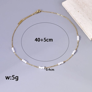 Elegante goudkleurige roestvrijstalen parelketting met 4mm kralen, lengte 40+5cm voor dames