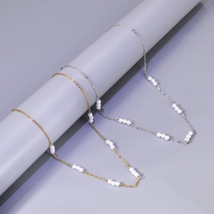 Minimalistische Roestvrijstalen Imitatie Kunstparel Halsketting Voor Vrouwen Goud Zilver Verguld Elegante Sieraden