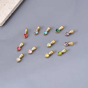 Stainless Steel Heart Zirconia Pendant Necklace For Women Birthstone DIY Jewelry Accessories Gold Plated Chain Necklace