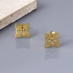 Ohrstecker aus 18K vergoldetem Edelstahl mit doppellagigem Hexenknoten für Damen