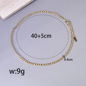 Collier maille Figaro en acier doré 18K de 40cm avec une extension de 5cm de long