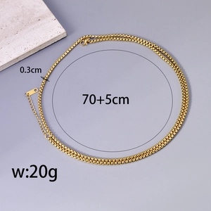 Collier minimaliste en acier inoxydable plaqué or 18 carats pour femme 0.3cm de large